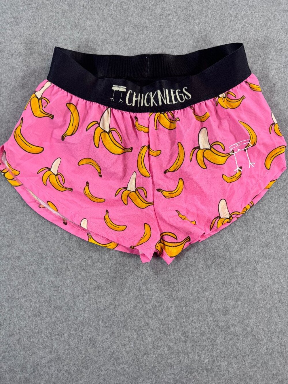 Women's ChicknLegs Pink Bananas 1.5" Split Running Shorts size small